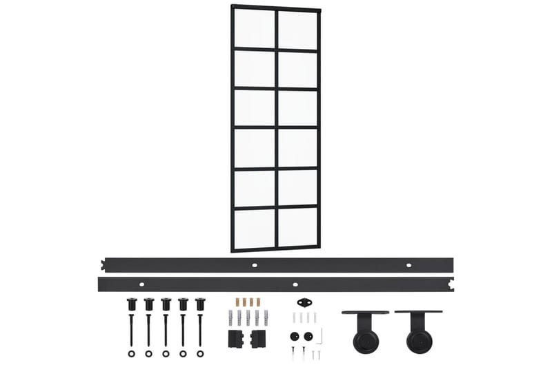 Skjutdörr med beslagset ESG glas och aluminium 76x205 cm - Svart - Hus & renovering - Bygg - Dörrar & Portar - Skjutdörrar