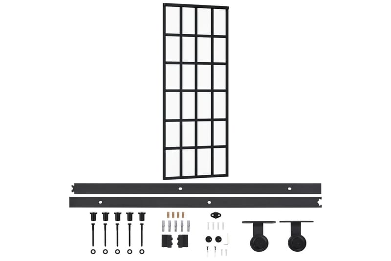Skjutdörr med beslagset ESG glas och aluminium 76x205 cm - Svart - Hus & renovering - Bygg - Dörrar & Portar - Skjutdörrar