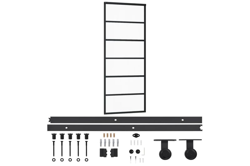 Skjutdörr med beslagset ESG glas och aluminium 76x205 cm - Svart - Skjutdörr innerdörr