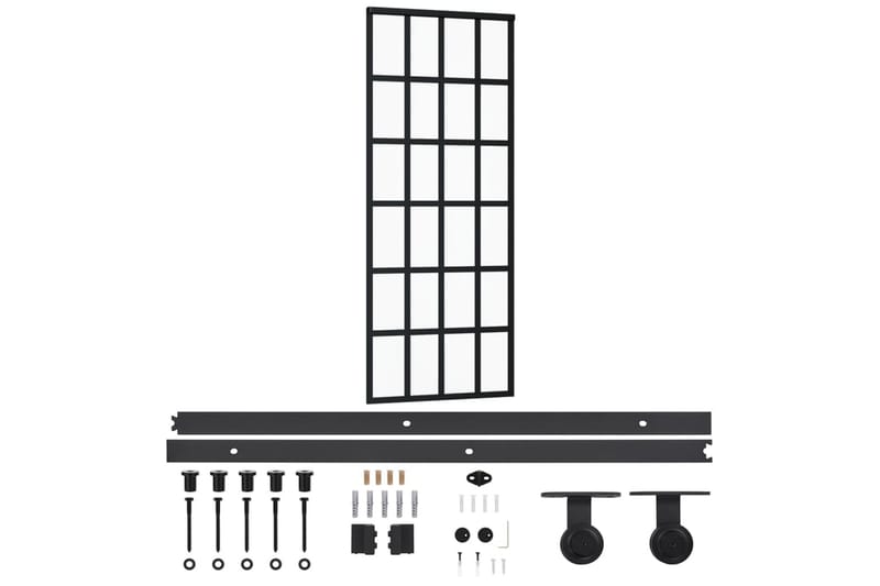 Skjutdörr med beslagset ESG glas och aluminium 76x205 cm - Svart - Hus & renovering - Bygg - Dörrar & Portar - Skjutdörrar