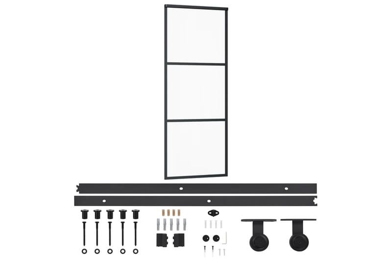 Skjutdörr med beslagset ESG glas och aluminium 76x205 cm - Svart - Hus & renovering - Bygg - Dörrar & Portar - Skjutdörrar