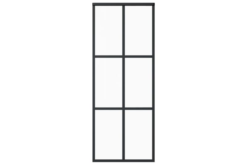 Skjutdörr med beslagset ESG glas och aluminium 76x205 cm - Svart - Hus & renovering - Bygg - Dörrar & Portar - Skjutdörrar