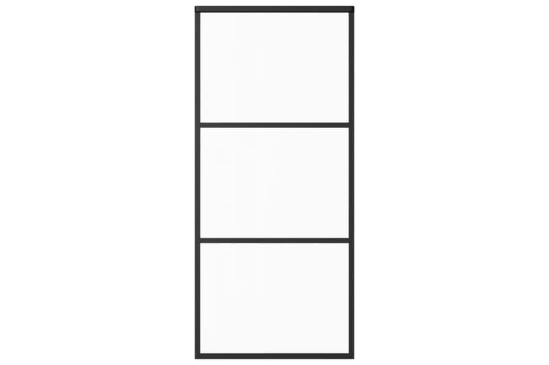 Skjutdörr med beslagset ESG glas och aluminium 90x205 cm - Svart - Hus & renovering - Bygg - Dörrar & Portar - Skjutdörrar