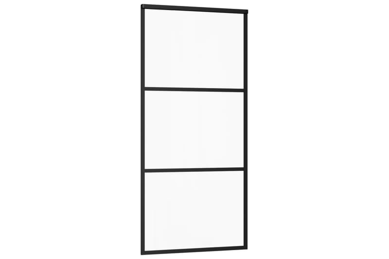 Skjutdörr med beslagset ESG glas och aluminium 90x205 cm - Svart - Hus & renovering - Bygg - Dörrar & Portar - Skjutdörrar
