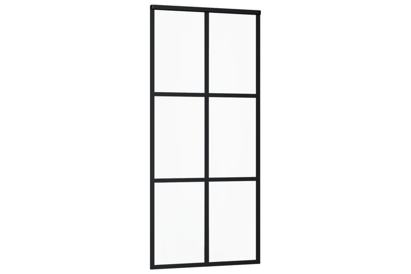 Skjutdörr med beslagset ESG glas och aluminium 90x205 cm - Svart - Hus & renovering - Bygg - Dörrar & Portar - Skjutdörrar