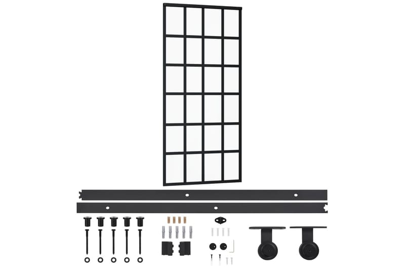 Skjutdörr med beslagset ESG glas och aluminium 90x205 cm - Svart - Hus & renovering - Bygg - Dörrar & Portar - Skjutdörrar