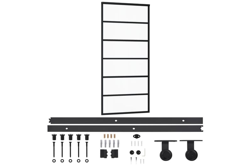 Skjutdörr med beslagset ESG glas och aluminium 90x205 cm - Svart - Hus & renovering - Bygg - Dörrar & Portar - Skjutdörrar