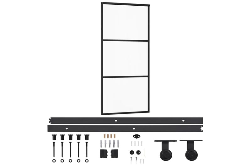 Skjutdörr med beslagset ESG glas och aluminium 90x205 cm - Svart - Hus & renovering - Bygg - Dörrar & Portar - Skjutdörrar