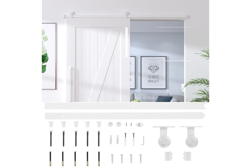 Skjutdörrsbeslag 200 cm stål vit - Vit - Hus & renovering - Bygg - Dörrar & Portar - Skjutdörrar
