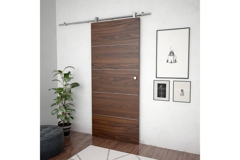 Skjutdörrsbeslag 183 cm rostfritt stål silver - Silver - Hus & renovering - Bygg - Dörrar & Portar - Skjutdörrar