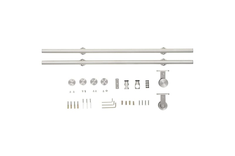 Skjutdörrsbeslag 183 cm rostfritt stål silver - Silver - Hus & renovering - Bygg - Dörrar & Portar - Skjutdörrar