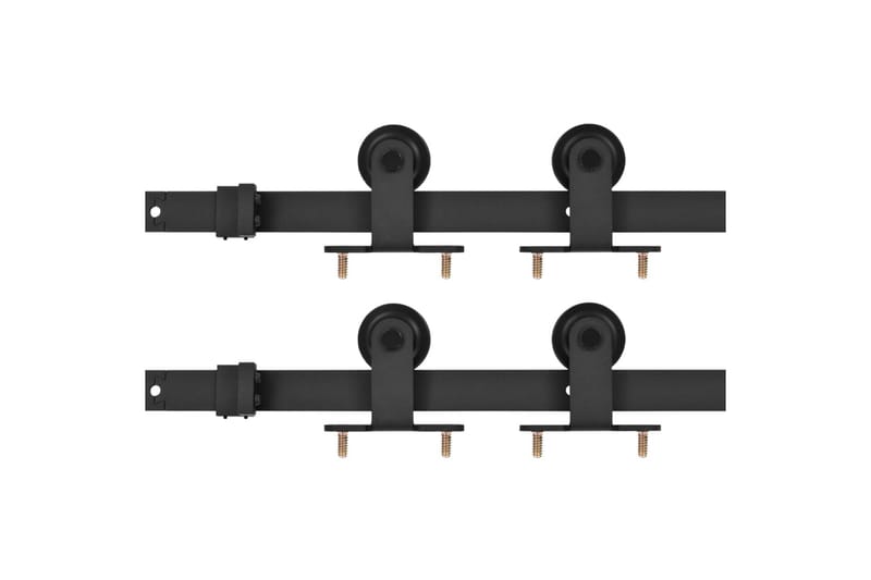 Skjutd�örrsbeslag 2 st 183 cm stål svart - Svart - Skjutdörrar