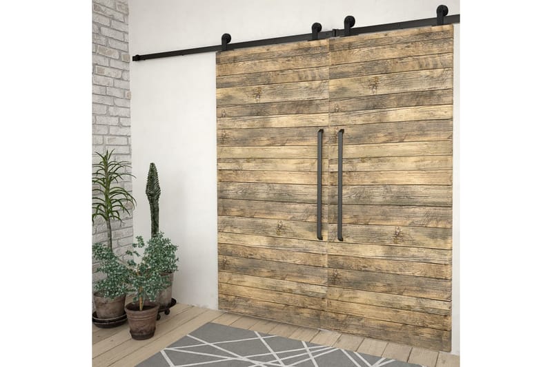 Skjutdörrsbeslag 2 st 183 cm stål svart - Svart - Hus & renovering - Bygg - Dörrar & Portar - Skjutdörrar