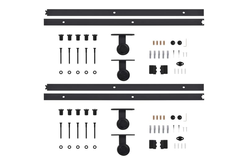 Skjutdörrsbeslag 2 st 200 cm stål svart - Svart - Skjutdörrar