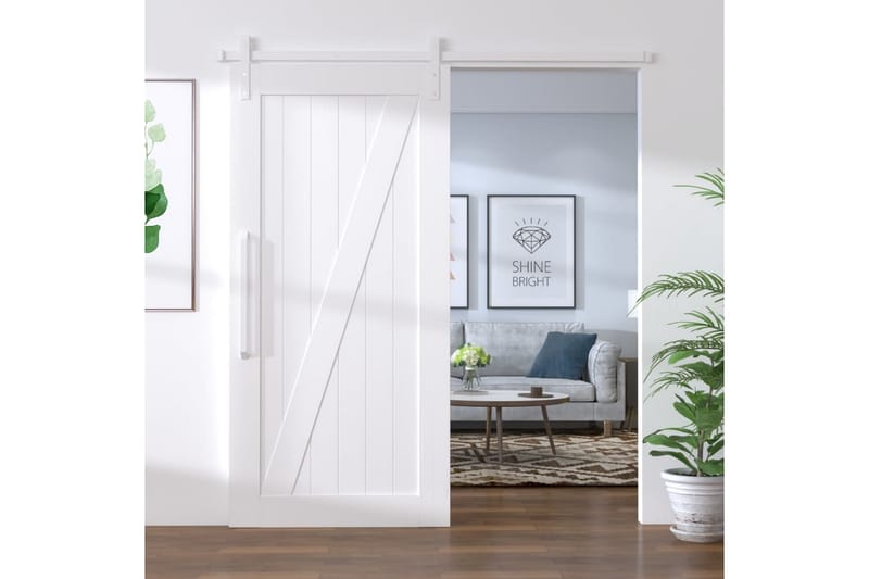 Skjutdörrsbeslag 200 cm stål vit - Vit - Hus & renovering - Bygg - Dörrar & Portar - Skjutdörrar