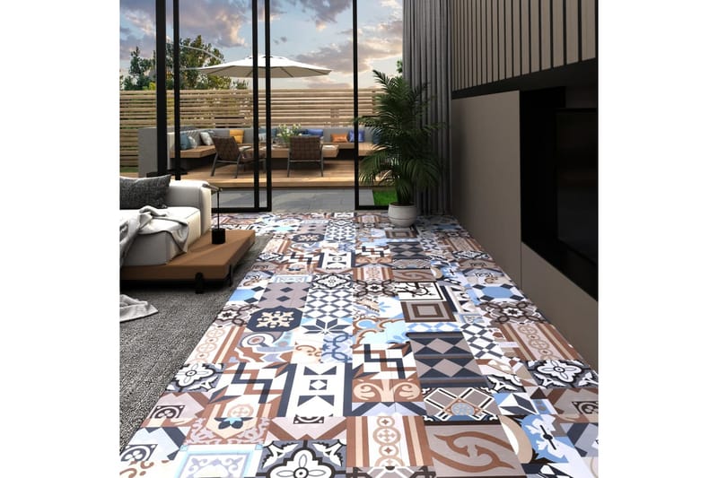 Självhäftande golvplankor 20 st PVC 1,86 m² mono-mönster - Flerfärgad - Laminatgolv kök - Laminatgolv