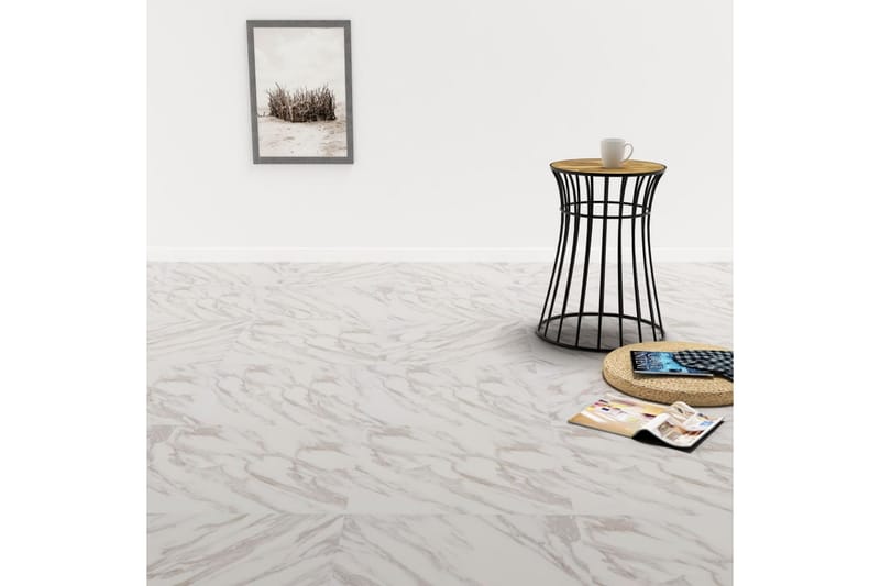 Självhäftande golvplankor 20 st PVC 1,86 vit med marmormönst - Vit - Laminatgolv kök - Laminatgolv