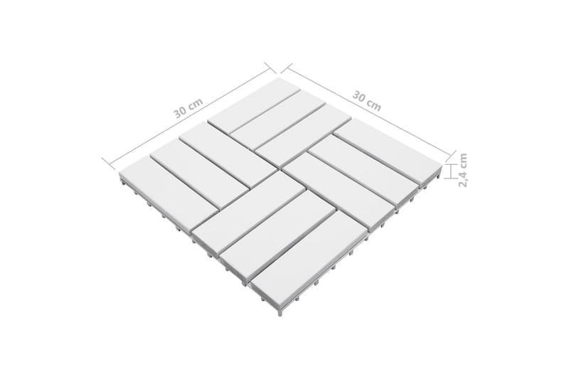 Trall 10 st vit 30x30 cm massivt akaciaträ - Vit - Trall balkong - Utegolv & trallgolv - Trall badrum