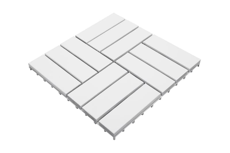 Trall 10 st vit 30x30 cm massivt akaciaträ - Vit - Trall badrum - Trall balkong - Utegolv & trallgolv