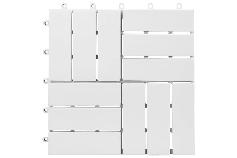 Trall 10 st vit 30x30 cm massivt akaciaträ - Vit - Trall balkong - Utegolv & trallgolv - Trall badrum