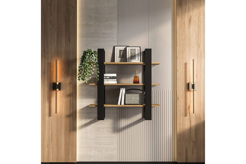 Draven Väggskiva 90x90 cm - Svart/Ek - Hus & renovering - Bygg - Golv, vägg & tak - Golv & väggbeklädnad - Väggskivor