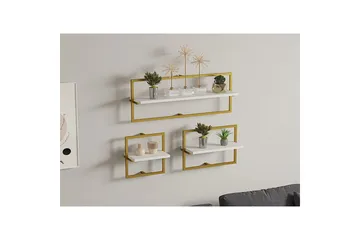 Muroran Väggskiva 80x80 cm - Vit/Guld - Förvaring - Hylla - Vägghylla