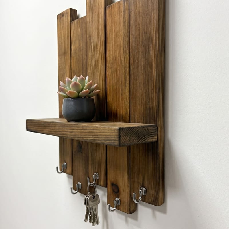 Orlind Dekorativ vägghylla 25x32x9 cm - Valnöt - Hus & renovering - Bygg - Golv, vägg & tak - Golv & väggbeklädnad - Väggskivor