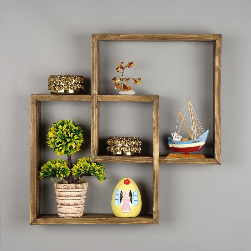 Orlind Dekorativ vägghylla 51x51x9 cm - ek - Hus & renovering - Bygg - Golv, vägg & tak - Golv & väggbeklädnad - Väggskivor