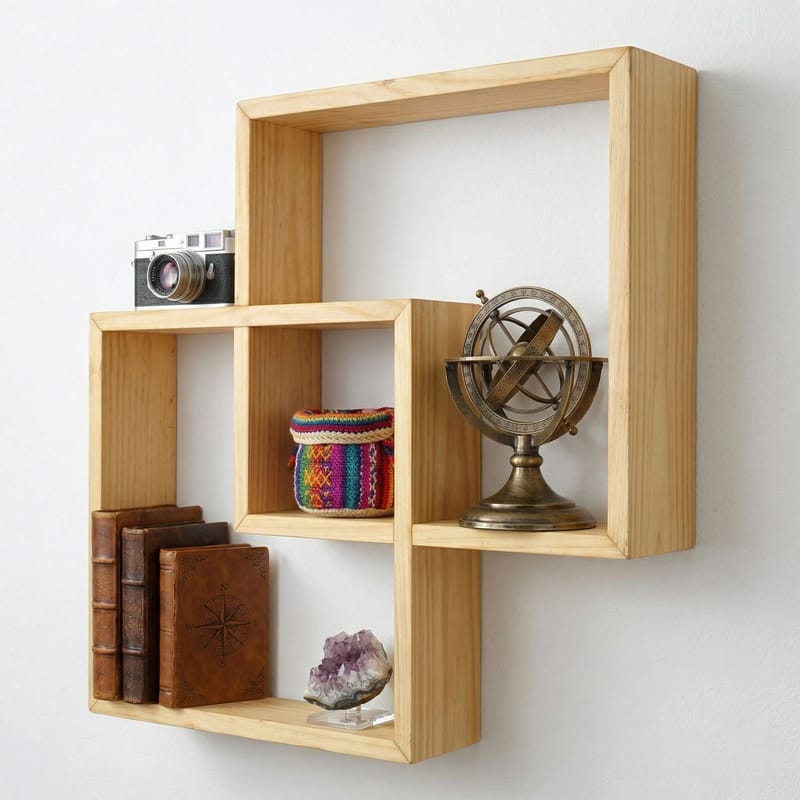 Orlind Dekorativ vägghylla 51x51x9 cm - trä - Hus & renovering - Bygg - Golv, vägg & tak - Golv & väggbeklädnad - Väggskivor