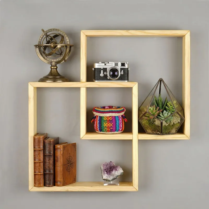 Orlind Dekorativ vägghylla 51x51x9 cm - trä - Hus & renovering - Bygg - Golv, vägg & tak - Golv & väggbeklädnad - Väggskivor