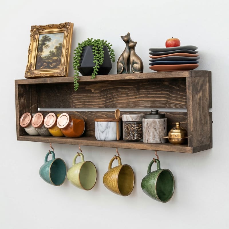 Orlind Dekorativ vägghylla 70x21x10 cm - trä - Hus & renovering - Bygg - Golv, vägg & tak - Golv & väggbeklädnad - Väggskivor