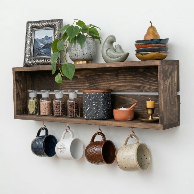 Orlind Dekorativ vägghylla 70x21x10 cm - trä - Hus & renovering - Bygg - Golv, vägg & tak - Golv & väggbeklädnad - Väggskivor
