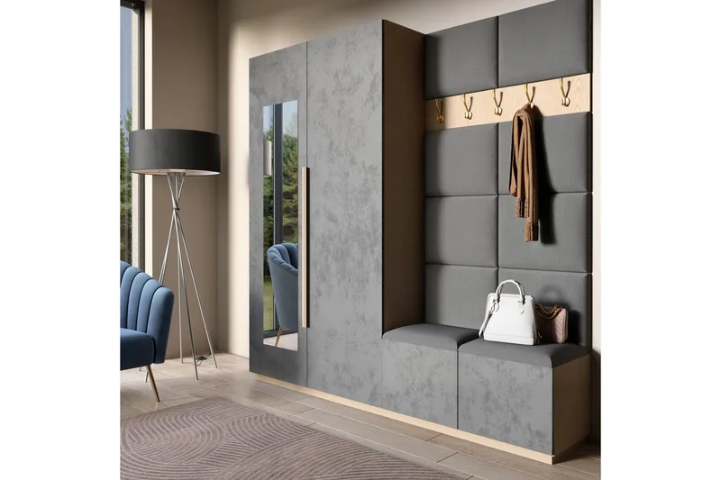 Quadratta Väggskiva 100x200 cm - Grå - Hus & renovering - Bygg - Golv, vägg & tak - Golv & väggbeklädnad - Väggskivor