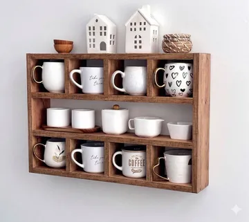 Tervik Dekorativ vägghylla 60x48x9 cm - Naturligt trä - Hus & renovering - Bygg - Golv, vägg & tak - Golv & väggbeklädnad - Väggskivor