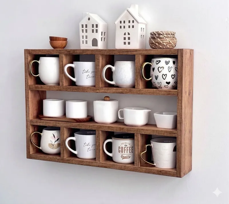 Tervik Dekorativ vägghylla 60x48x9 cm - Naturligt trä - Hus & renovering - Bygg - Golv, vägg & tak - Golv & väggbeklädnad - Väggskivor