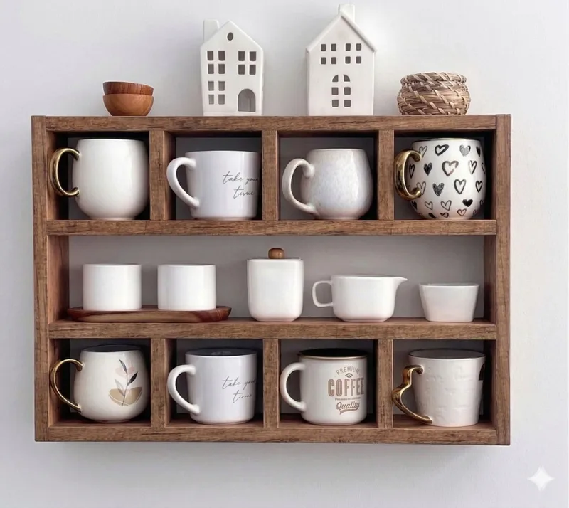 Tervik Dekorativ vägghylla 60x48x9 cm - Naturligt trä - Hus & renovering - Bygg - Golv, vägg & tak - Golv & väggbeklädnad - Väggskivor