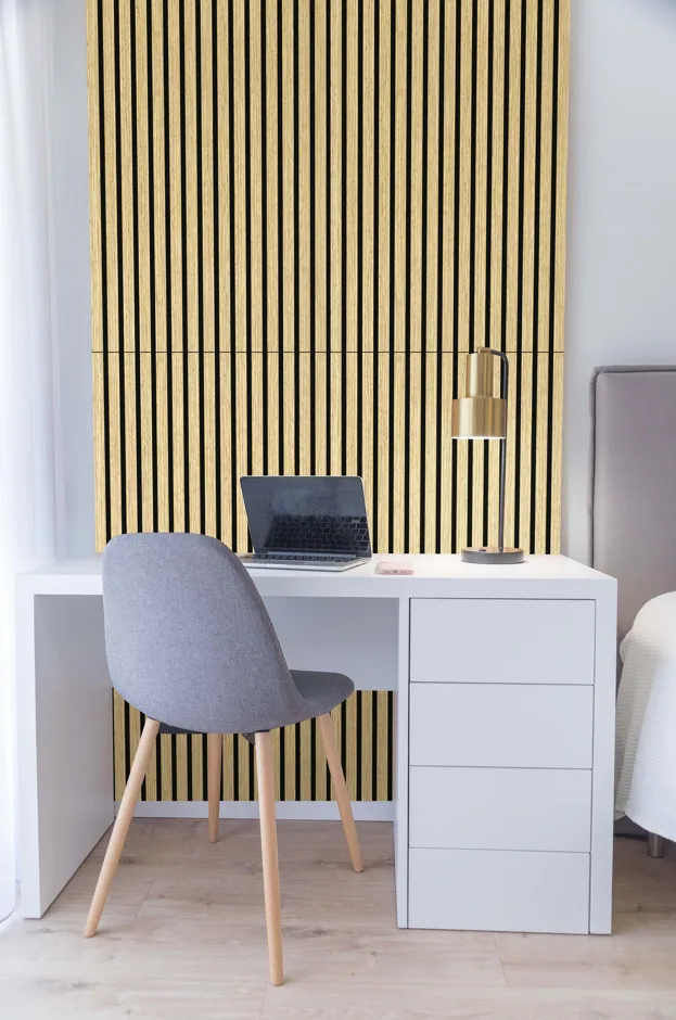 Trälamell Akustikpaneler | 1200x600x18mm | Vit Ek | 2-pack - Hus & renovering - Bygg - Golv, vägg & tak - Golv & väggbeklädnad - Väggpanel & panelskiva