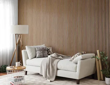 Trälamell akustikpaneler | 2400x600x21mm | Vit ek - Hus & renovering - Bygg - Golv, vägg & tak - Golv & väggbeklädnad - Väggpanel & panelskiva