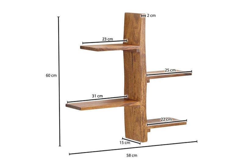 Vägghylla Wohnling Massiv trä träd kant stil väggmonterad flytande träd lantlig stil - Hus & renovering - Bygg - Golv, vägg & tak - Golv & väggbeklädnad - Väggskivor
