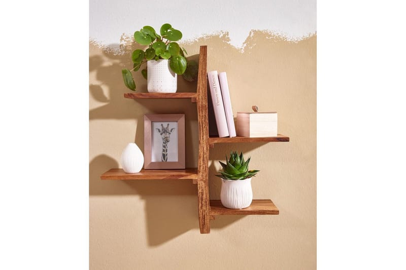 Vägghylla Wohnling Massiv trä träd kant stil väggmonterad flytande träd lantlig stil - Hus & renovering - Bygg - Golv, vägg & tak - Golv & väggbeklädnad - Väggskivor