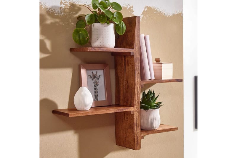 Vägghylla Wohnling Massiv trä träd kant stil väggmonterad flytande träd lantlig stil - Hus & renovering - Bygg - Golv, vägg & tak - Golv & väggbeklädnad - Väggskivor