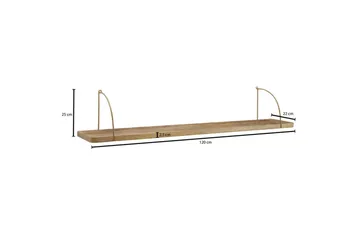 Vägghylla Wohnling massivt trä, metallhänghylla, industriell loftstil 120 cm - 120 cm - Förvaring - Hylla - Vägghylla