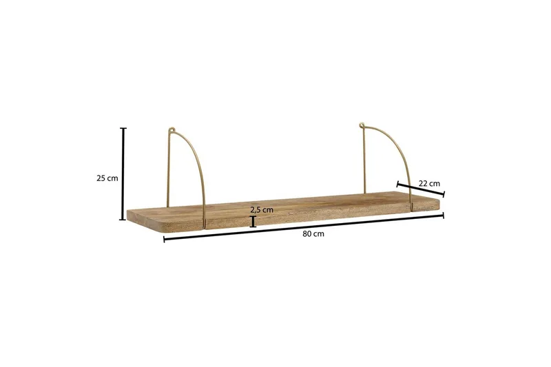 Vägghylla Wohnling massivt trä, metallhänghylla, industriell loftstil 80 cm - 80 cm - Förvaring - Hylla - Vägghylla