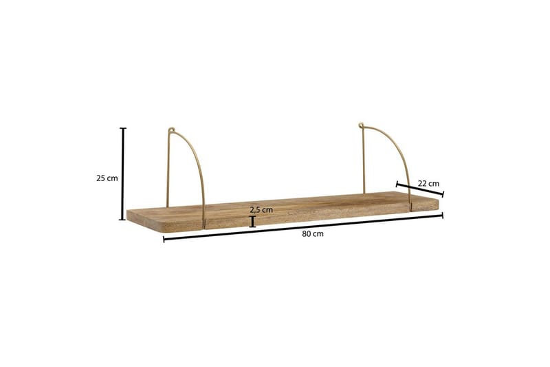 Vägghylla Wohnling massivt trä, metallhänghylla, industriell loftstil 80 cm - 80 cm - Förvaring - Hylla - Vägghylla