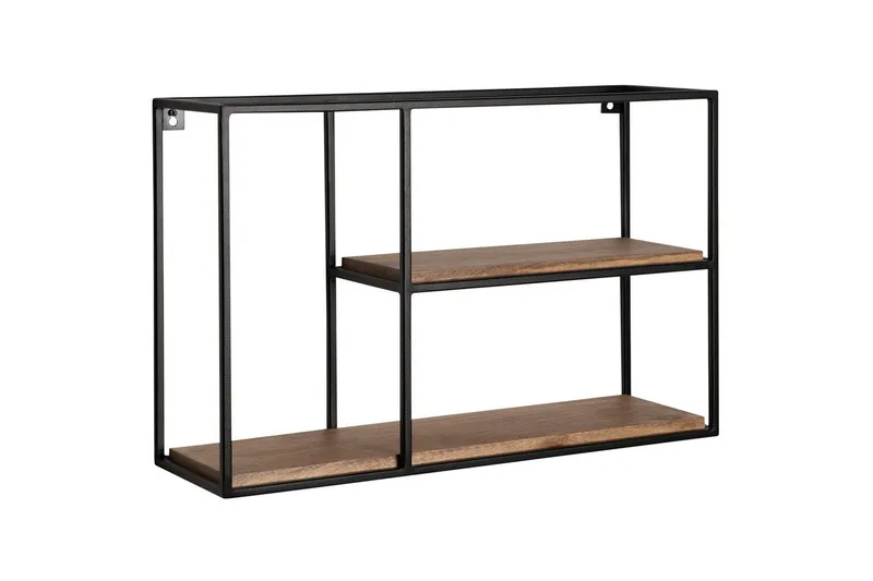 Vägghylla Wohnling Massivt trä metallram väggmonterad industriell, undefined