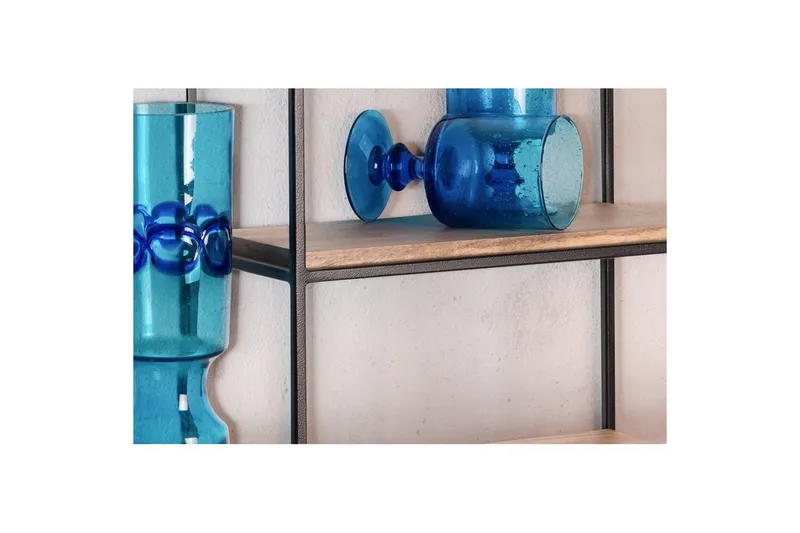 Vägghylla Wohnling Massivt trä metallram väggmonterad industriell - Förvaring - Hylla - Vägghylla