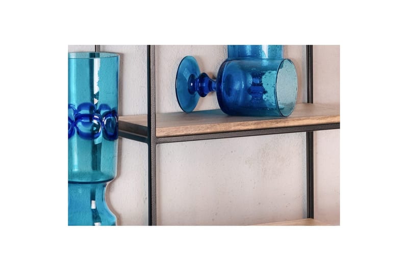 Vägghylla Wohnling Massivt trä metallram väggmonterad industriell - Förvaring - Hylla - Vägghylla