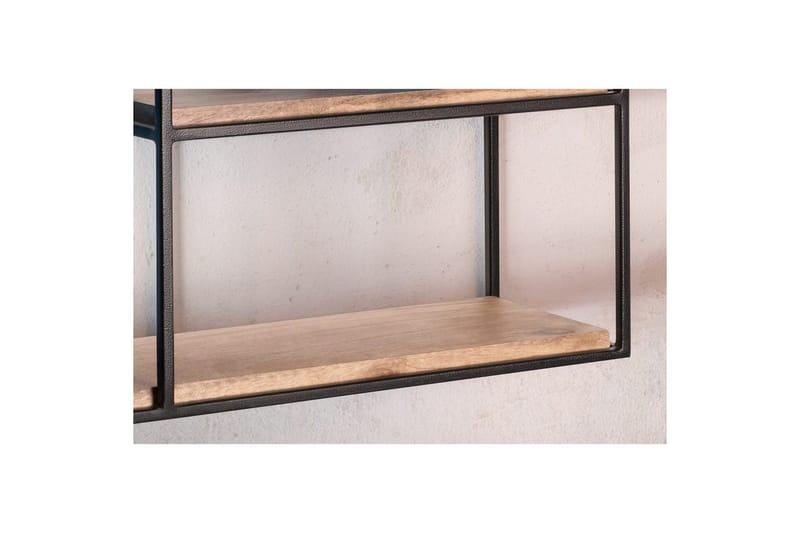 Vägghylla Wohnling Massivt trä metallram väggmonterad industriell - Förvaring - Hylla - Vägghylla