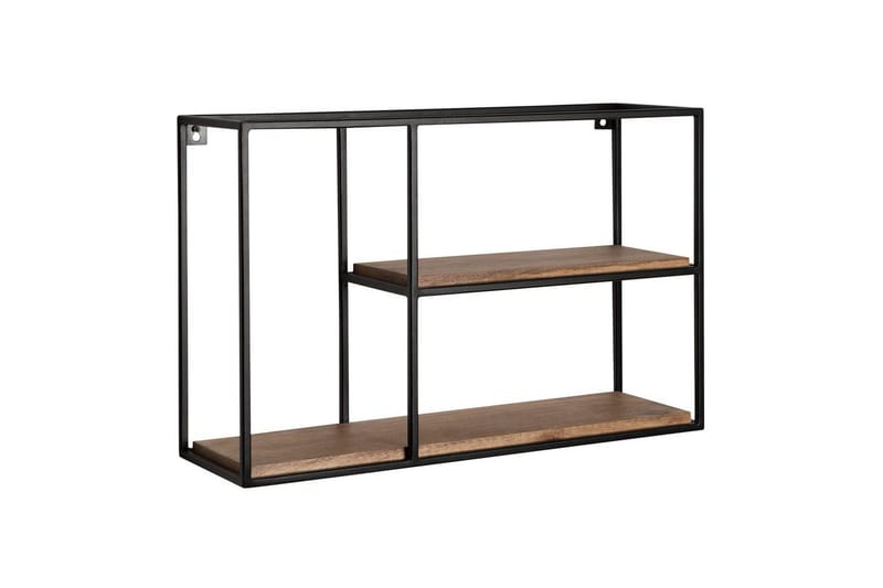 Vägghylla Wohnling Massivt trä metallram väggmonterad industriell - Förvaring - Hylla - Vägghylla