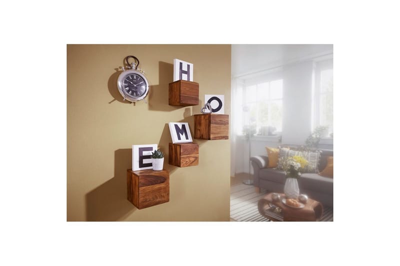 Vägghylla Wohnling Set med 4 massivt trä kub-optik väggmonterad modern - Förvaring - Hylla - Vägghylla